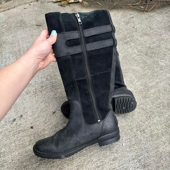 Ugg Zarina Boot Women's Size 8.5 Knee High Suede Black Buckle Lined Fairycore‎ - Picture 4 of 8